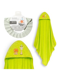 Capa Baño 1X1 Mod Leon Jirafa Pajarito+Gorro Pistacho