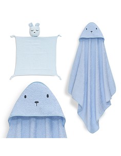 Capa Baño 1X1 Mod Oso+Dudu Muselina Azul