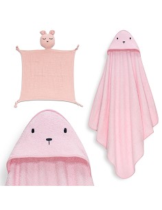 Capa Baño 1X1 Mod Oso+Dudu Muselina Rosa