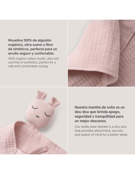Capa Baño 1X1 Mod Oso+Dudu Muselina Rosa