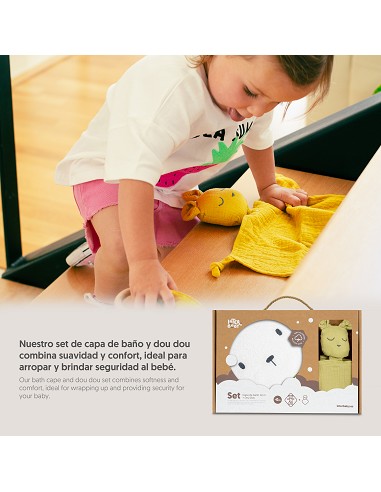 Capa Baño 1X1 Mod Oso+Dudu Muselina Bco/Verde