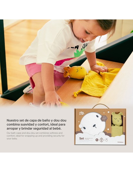 Capa Baño 1X1 Mod Oso+Dudu Muselina Bco/Verde