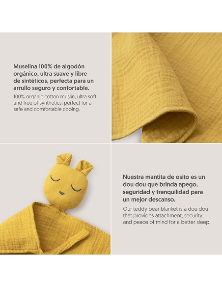 Capa Baño 1X1 Mod Oso+Dudu Muselina Bco/Amarillo
