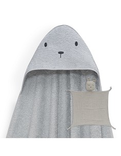 Capa Baño 1X1 Mod Oso+Dudu Muselina Gris