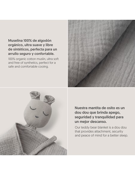 Capa Baño 1X1 Mod Oso+Dudu Muselina Gris