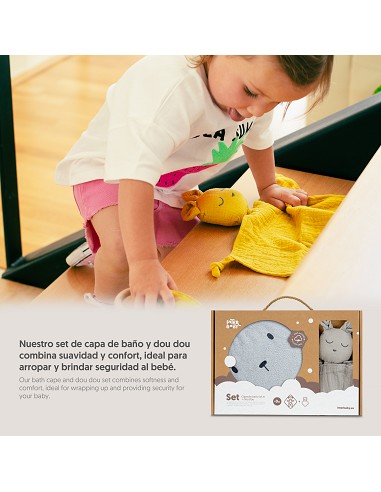 Capa Baño 1X1 Mod Oso+Dudu Muselina Gris