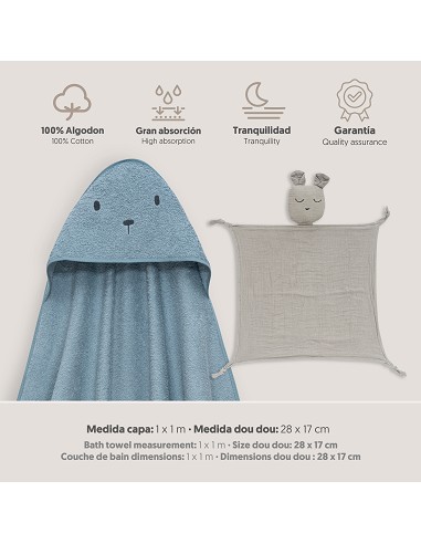 Capa Baño 1X1 Mod Oso+Dudu Muselina Petroleo