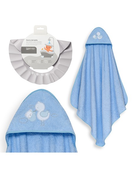 Capa Baño 1X1 Mod Cigueña Oso+Gorro Azul