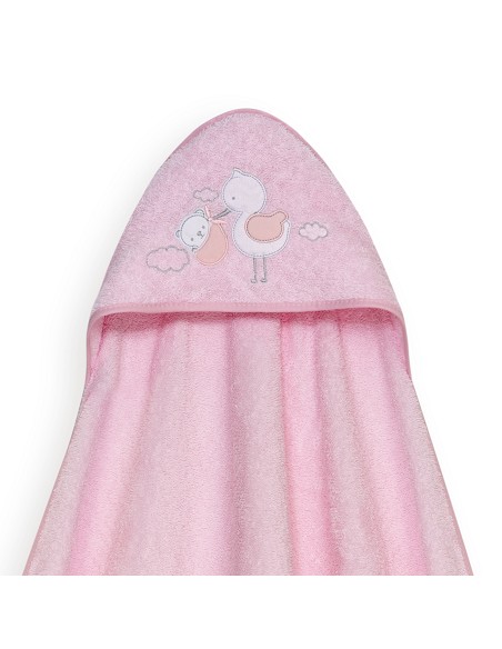 Capa Baño 1X1 Mod Cigueña Oso+Gorro Rosa