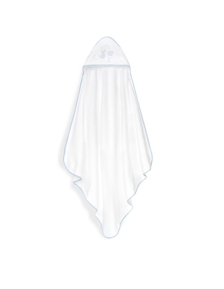 Capa Baño 1X1 Mod Cigueña Oso+Gorro Bco/Azul