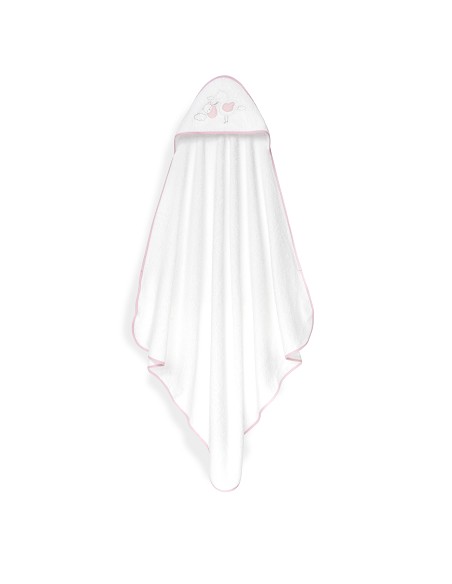 Capa Baño 1X1 Mod Cigueña Oso+Gorro Bco/Rosa