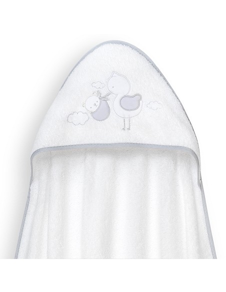 Capa Baño 1X1 Mod Cigueña Oso+Gorro Bco/Gris