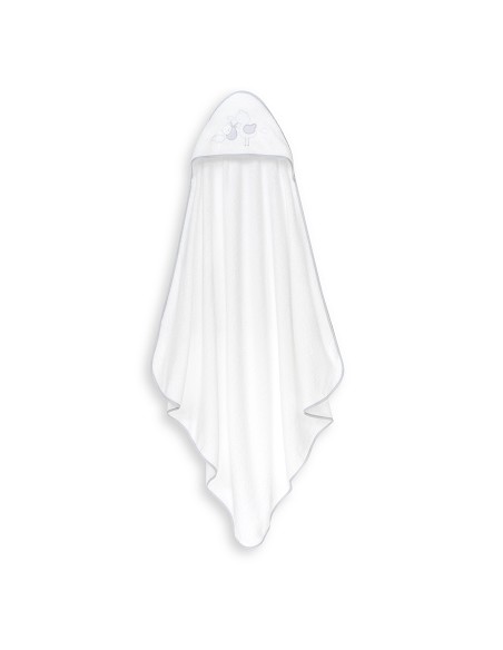 Capa Baño 1X1 Mod Cigueña Oso+Gorro Bco/Gris