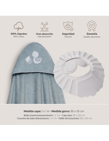 Capa Baño 1X1 Mod Cigueña Oso+Gorro Gris