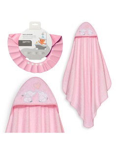 Capa Baño 1X1 Mod Parejita Elefante+Gorro Rosa