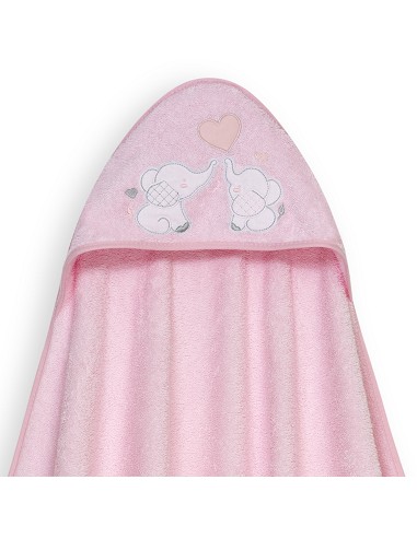 Capa Baño 1X1 Mod Parejita Elefante+Gorro Rosa