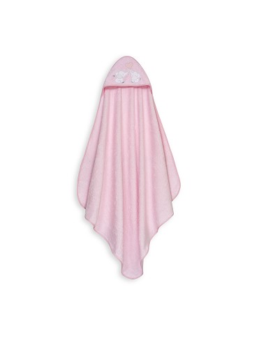 Capa Baño 1X1 Mod Parejita Elefante+Gorro Rosa