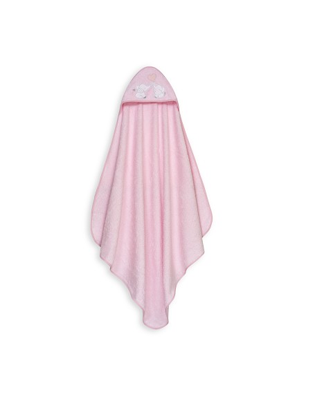 Capa Baño 1X1 Mod Parejita Elefante+Gorro Rosa