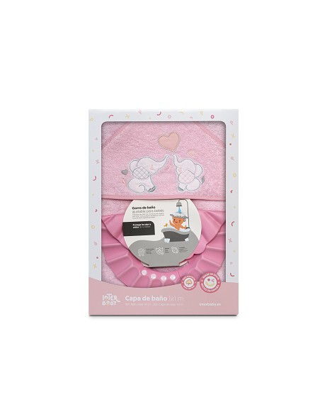 Capa Baño 1X1 Mod Parejita Elefante+Gorro Rosa