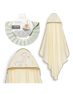 Capa Baño 1X1 Mod Parejita Elefante+Gorro Beig