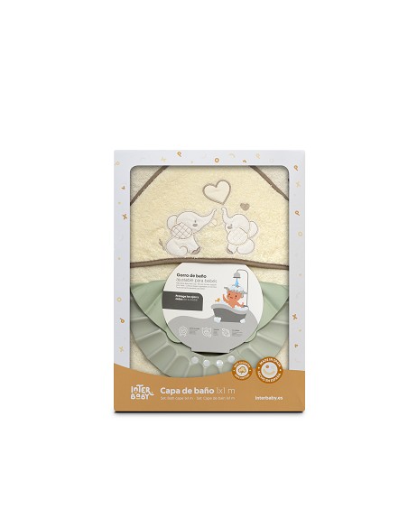 Capa Baño 1X1 Mod Parejita Elefante+Gorro Beig