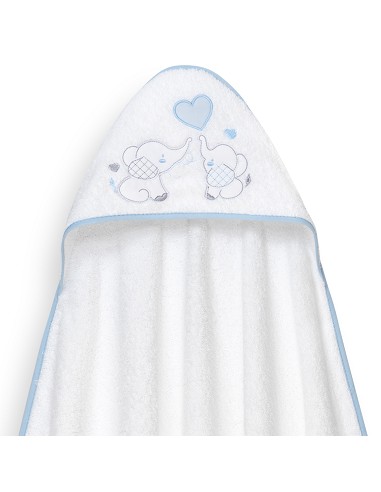 Capa Baño 1X1 Mod Parejita Elefante+Gorro Bco/Azul