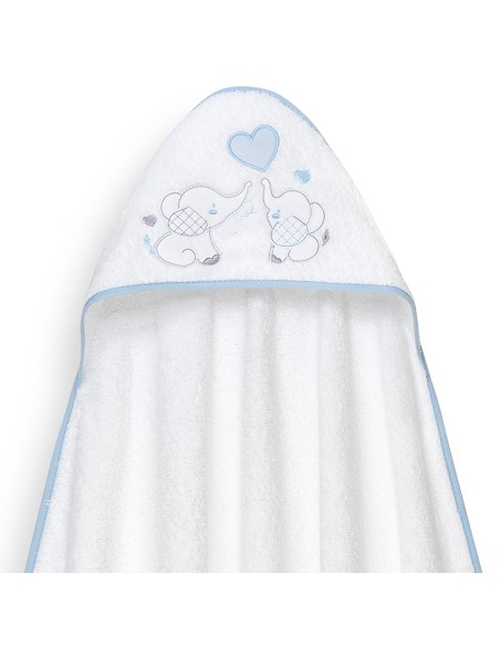 Capa Baño 1X1 Mod Parejita Elefante+Gorro Bco/Azul