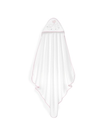 Capa Baño 1X1 Mod Parejita Elefante+Gorro Bco/Rosa