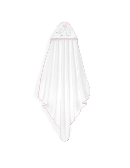 Capa Baño 1X1 Mod Parejita Elefante+Gorro Bco/Rosa