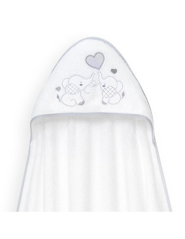 Capa Baño 1X1 Mod Parejita Elefante+Gorro Bco/Gris