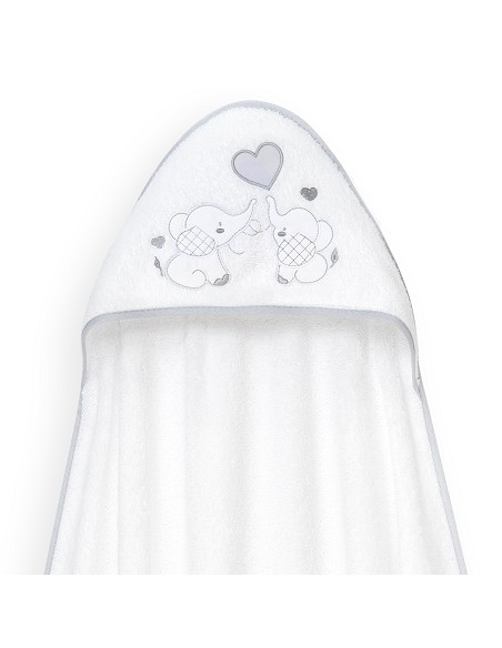 Capa Baño 1X1 Mod Parejita Elefante+Gorro Bco/Gris