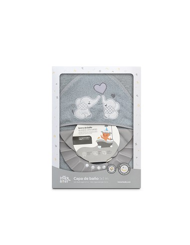 Capa Baño 1X1 Mod Parejita Elefante+Gorro Gris