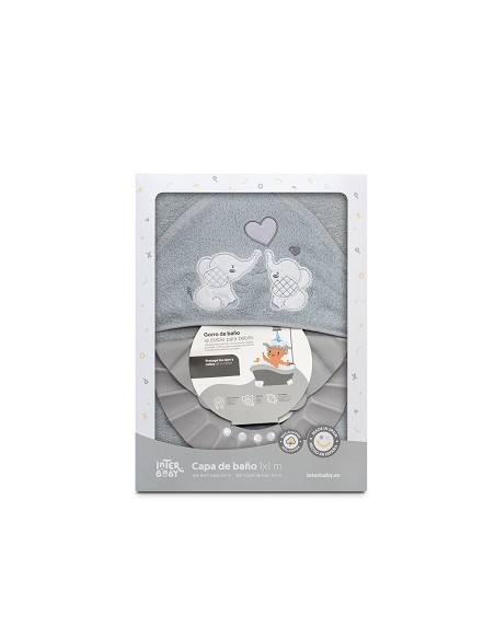 Capa Baño 1X1 Mod Parejita Elefante+Gorro Gris