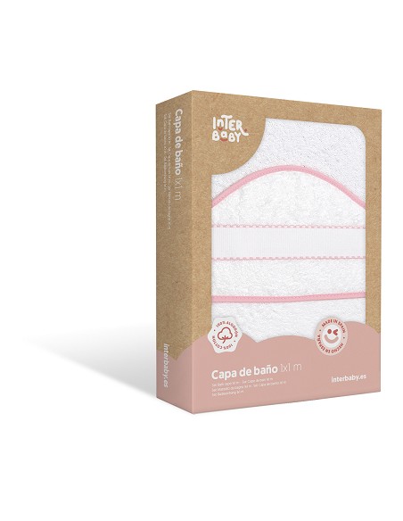 Capa de Baño 1 x 1 Mt Punto de Cruz Bco/Rosa