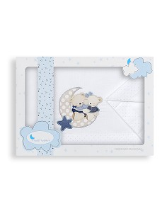 Trip Coche 100% Alg Mod  Osito Amoroso Bco/Azul