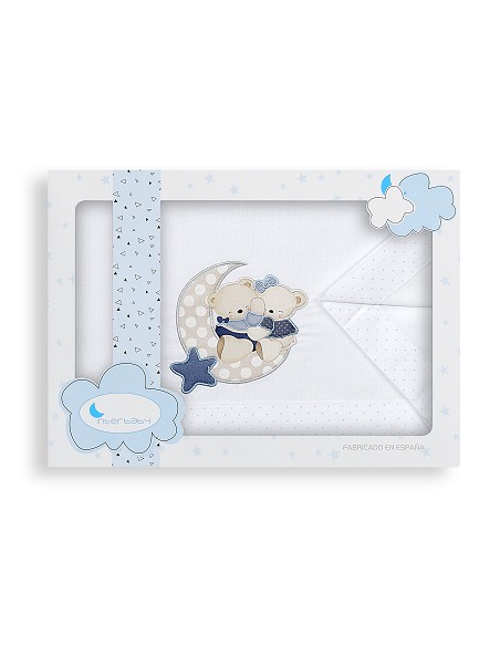 Trip Coche 100% Alg Mod  Osito Amoroso Bco/Azul