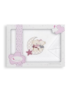 Trip Coche 100% Alg Mod  Osito Amoroso Bco/Rosa