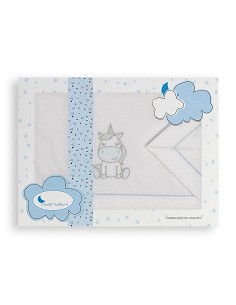 Triptico Coche 100% Alg Mod Unicornio Bco/Azul