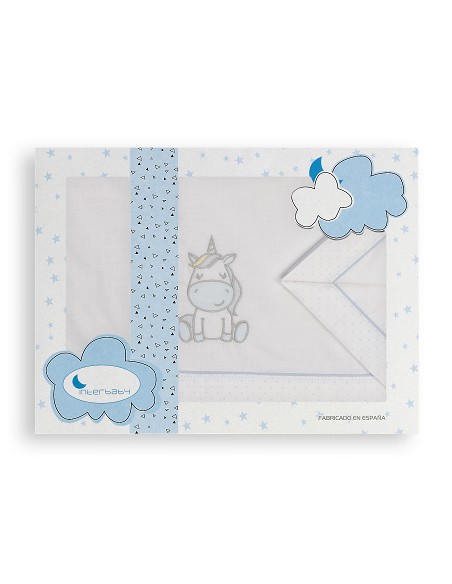 Triptico Coche 100% Alg Mod Unicornio Bco/Azul