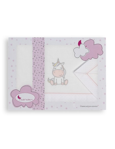 Triptico Coche 100% Alg Mod Unicornio Bco/Rosa