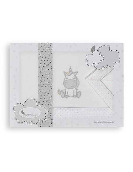 Triptico Coche 100% Alg Mod Unicornio Bco/Gris