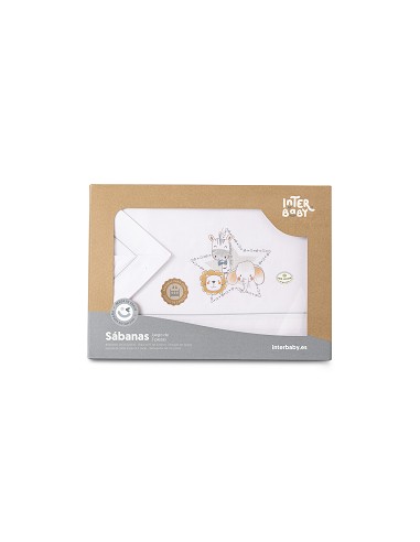 Triptico Coche  100 % Alg Mod  Animalitos Bco/Gris