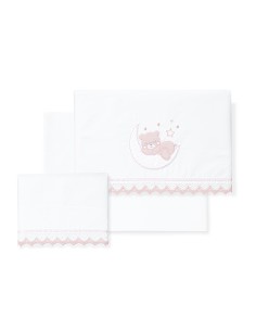 Triptico Coche Guipur Oso Luna Bco/Rosa