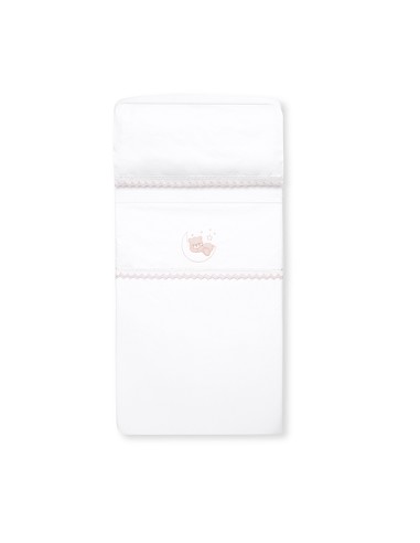 Triptico Coche Guipur Oso Luna Bco/Rosa