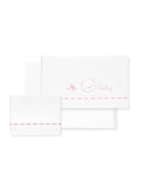 Triptico Coche Cara Osito Baby Pasacinta Bco/Rosa