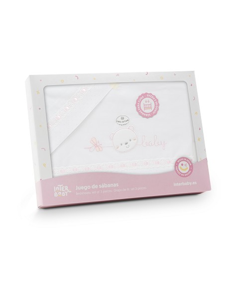 Triptico Coche Cara Osito Baby Pasacinta Bco/Rosa