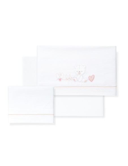 Triptico Coche Corazon Oso Bebe Bco/Rosa
