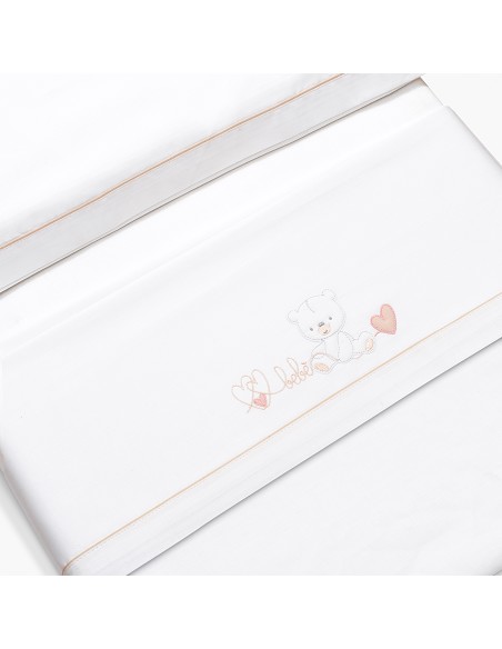 Triptico Coche Corazon Oso Bebe Bco/Rosa