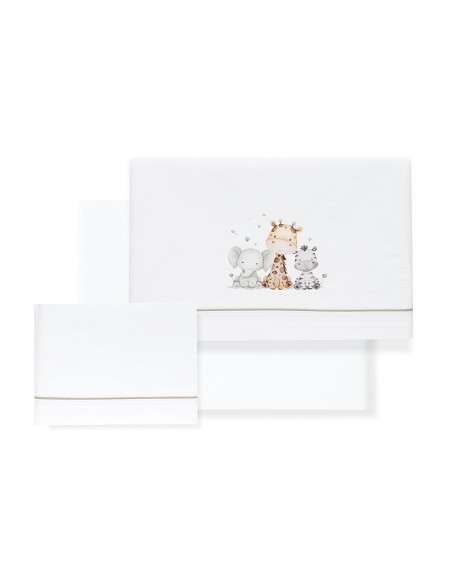 Triptico Coche Estampado Jirafa Elefante Bco/Verde