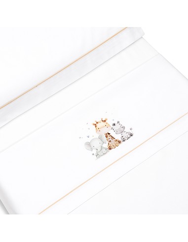 Triptico Coche Estampado Jirafa Elefante Bco/Beig